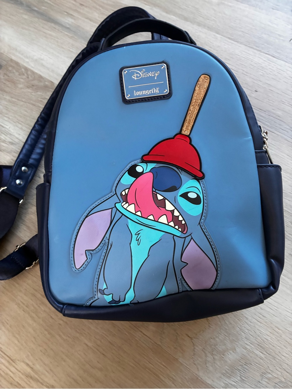 Loungefly Blue Stitch Mini Backpack with Red Plunger